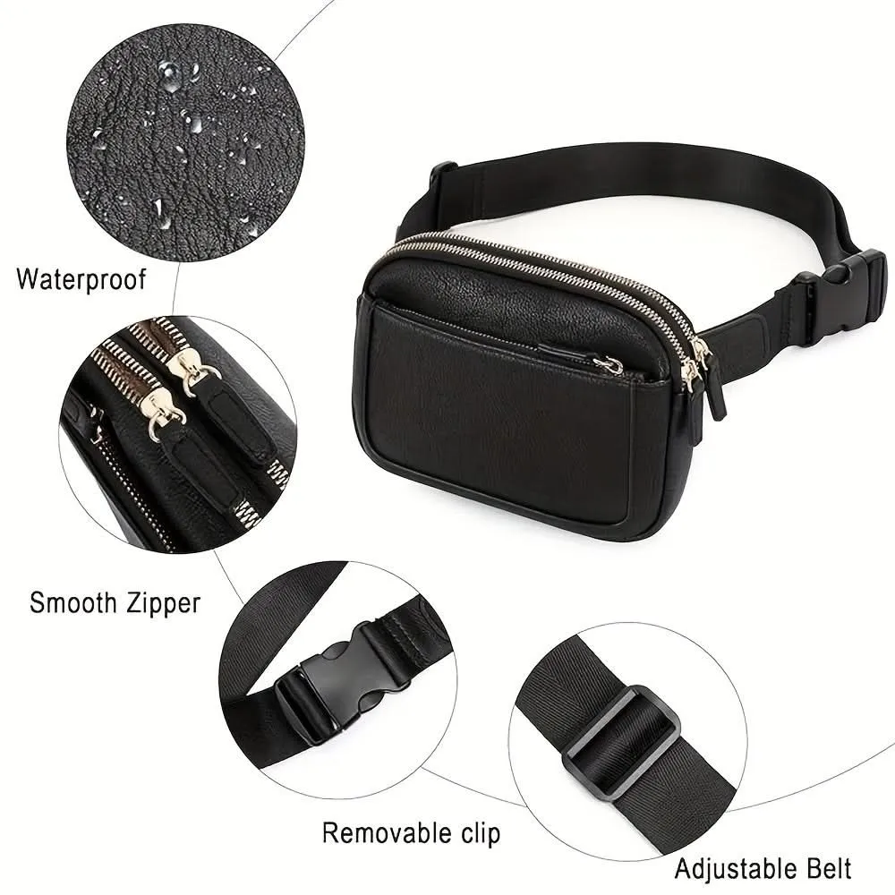 PU Leather Crossbody Waist Bag – Lightweight, Durable with Adjustable Strap