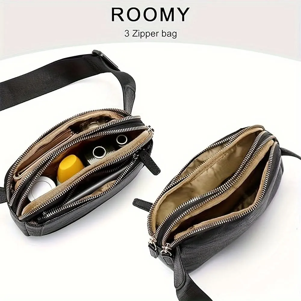 PU Leather Crossbody Waist Bag – Lightweight, Durable with Adjustable Strap