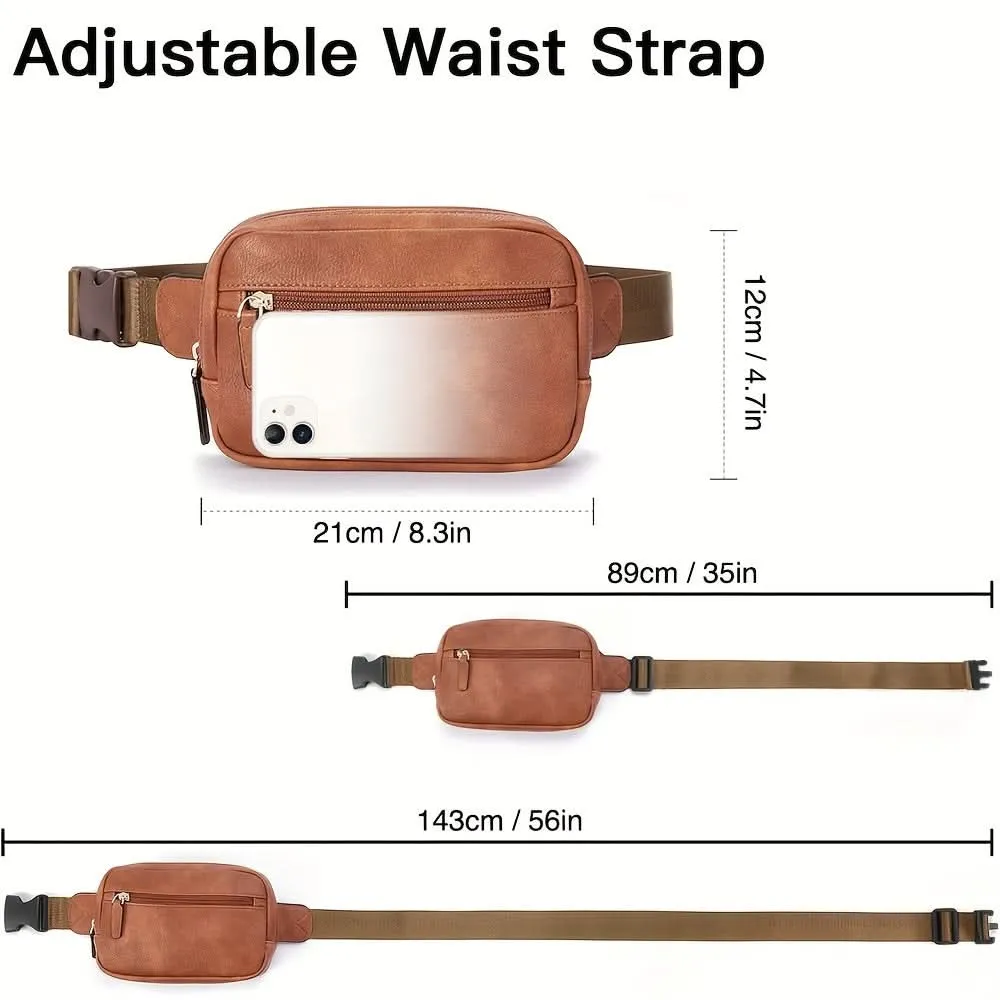 PU Leather Crossbody Waist Bag – Lightweight, Durable with Adjustable Strap