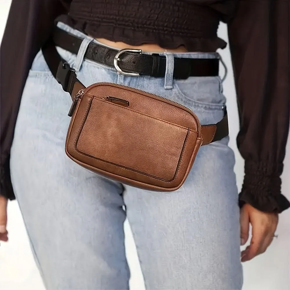 PU Leather Crossbody Waist Bag – Lightweight, Durable with Adjustable Strap