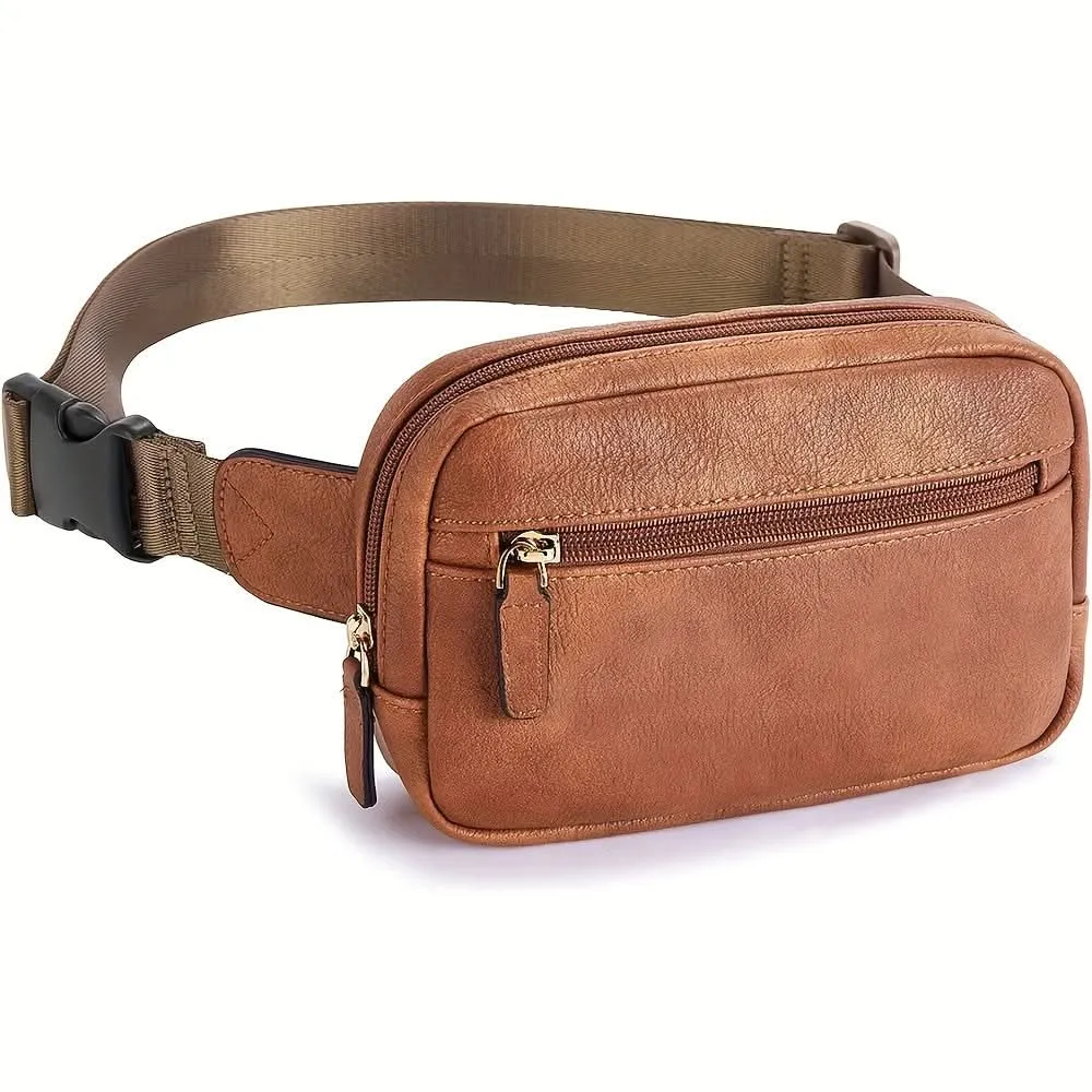 PU Leather Crossbody Waist Bag – Lightweight, Durable with Adjustable Strap