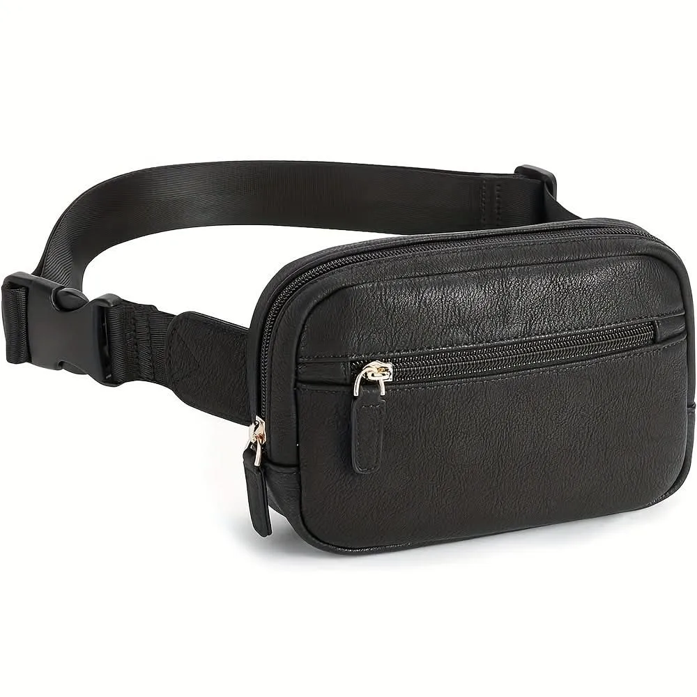PU Leather Crossbody Waist Bag – Lightweight, Durable with Adjustable Strap
