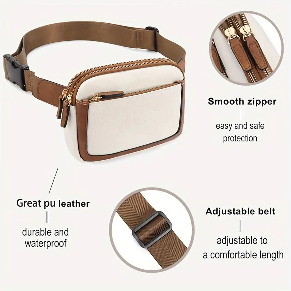 PU Leather Crossbody Waist Bag – Lightweight, Durable with Adjustable Strap