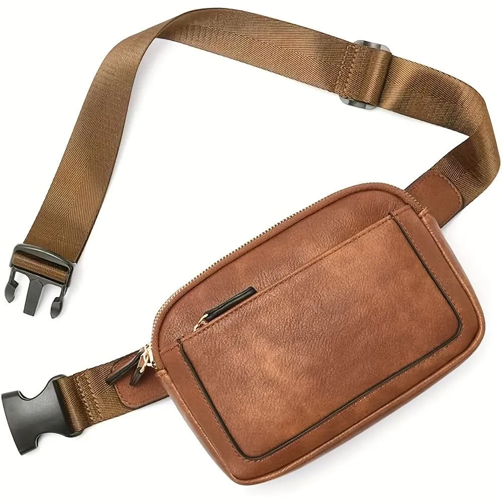 PU Leather Crossbody Waist Bag – Lightweight, Durable with Adjustable Strap