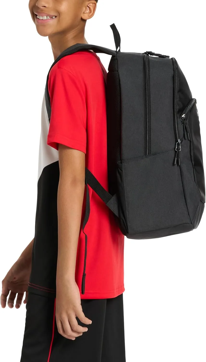 PUMA Unisex Kid's Rally Backpack, Black/Metallic Silver, Large
