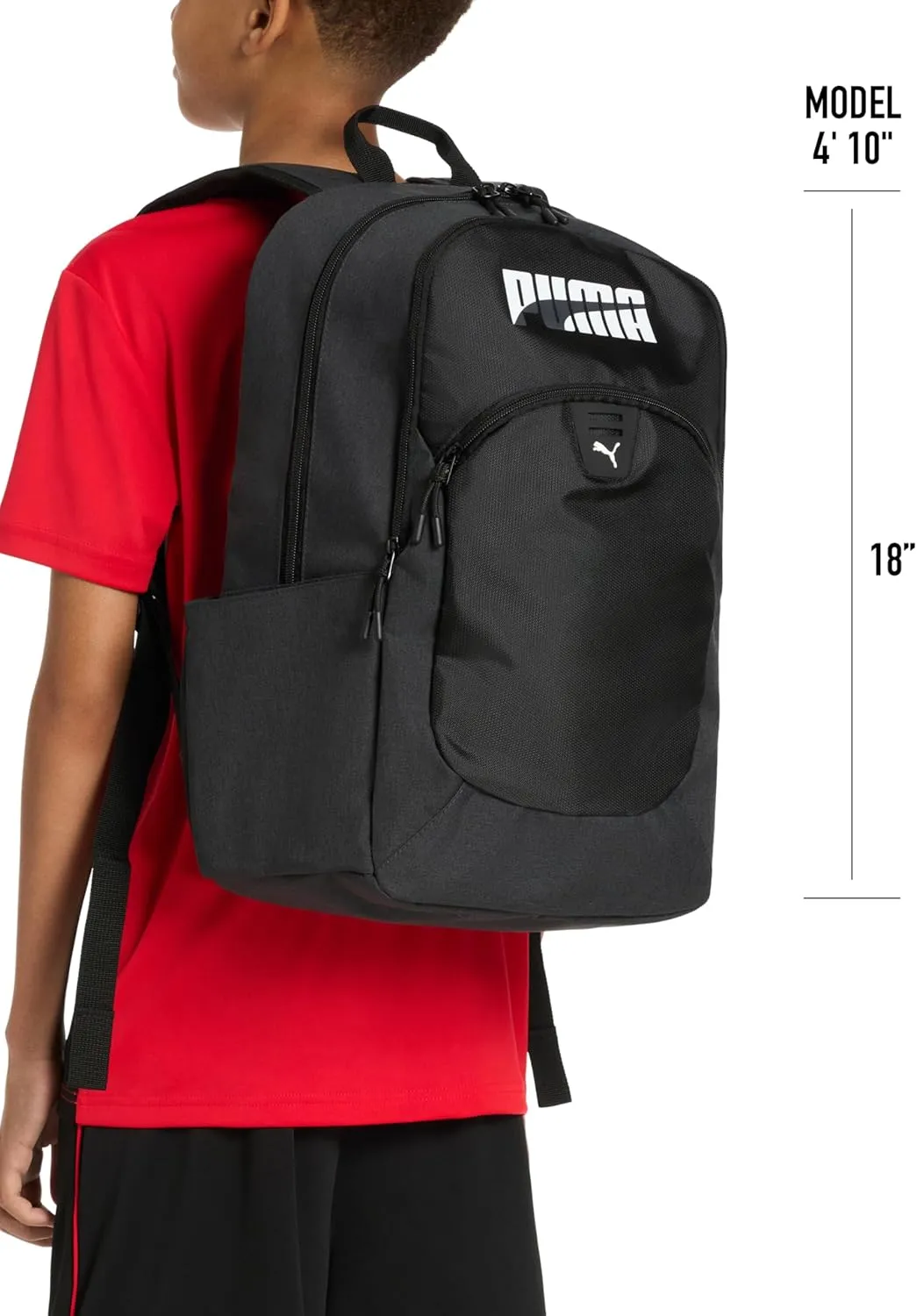 PUMA Unisex Kid's Rally Backpack, Black/Metallic Silver, Large