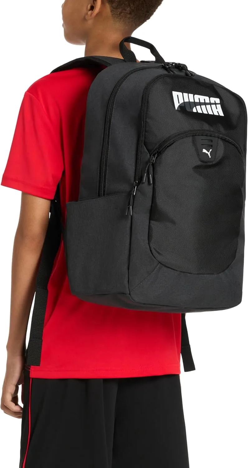 PUMA Unisex Kid's Rally Backpack, Black/Vivid Blue, Large