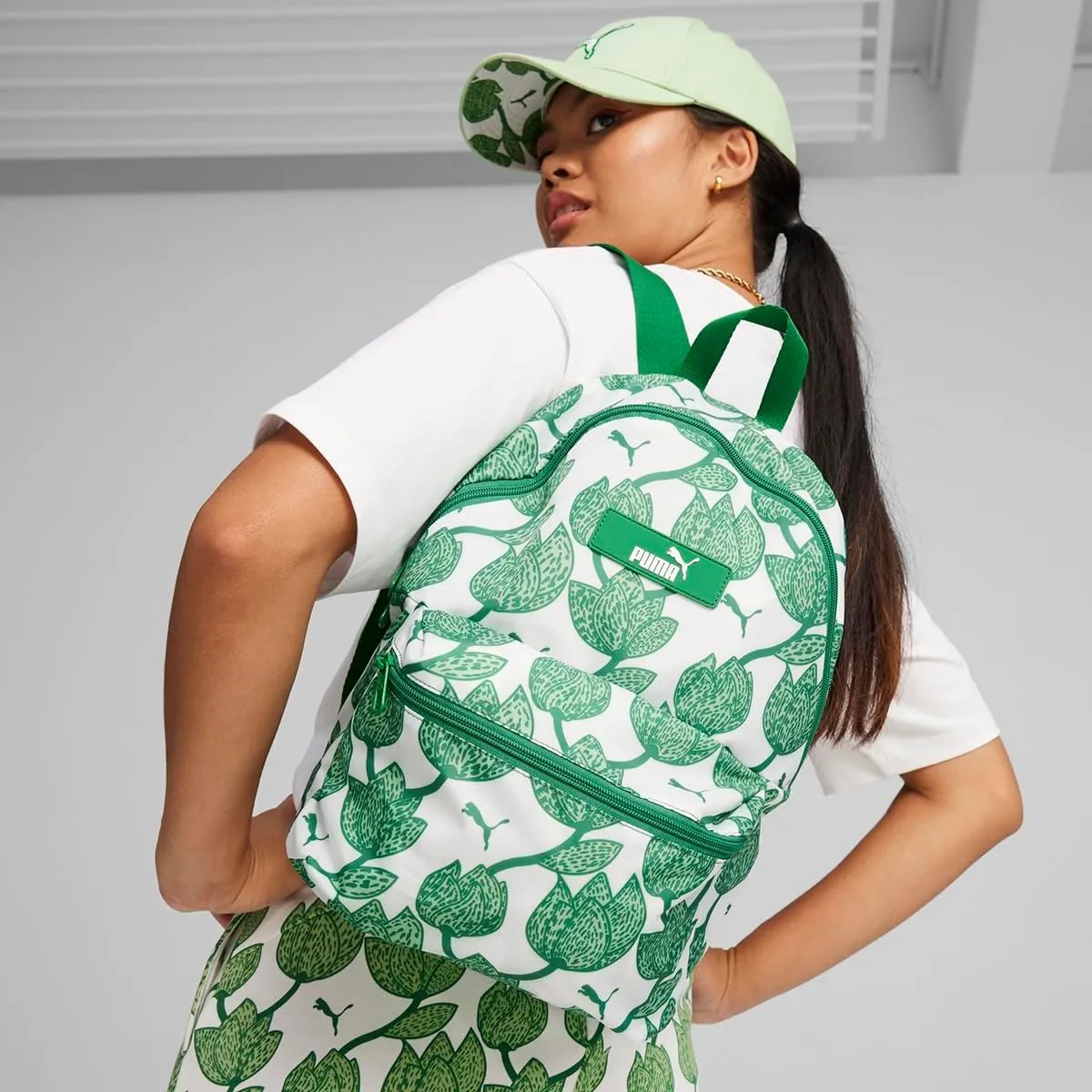 PUMA Women's Backpack, Archive Green-Blossom AOP, OSFA