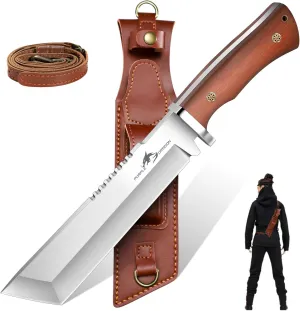 Purple Dragon Tanto Fixed Blade Knife with Sheath - Full Tang Outdoor Survival, Field Knife for Bushcraft, Camping and Hunting, Gifts for Men