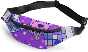 Purple Poodle Polka Dots Belt Bag with Adjustable Strap, Lightweight Travel Crossbody Bags, Hands-Free Mini Fanny Packs in Running Gym