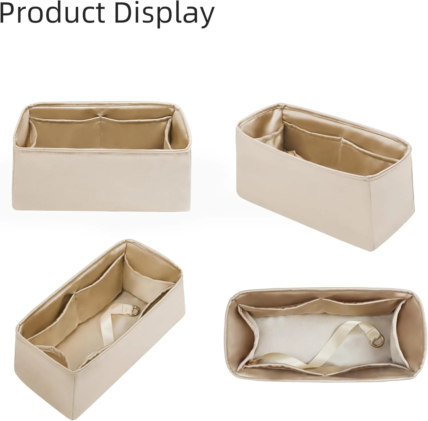 Purse Organizer for Dior Jolie Bucket Bag Small,Silky Smooth Insert,Lightweight Bag in Bag,Luxury Handbag Storage Accessories(Small,Champagne)