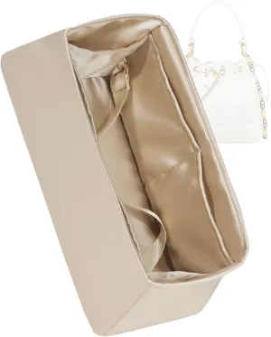 Purse Organizer for Dior Jolie Bucket Bag Small,Silky Smooth Insert,Lightweight Bag in Bag,Luxury Handbag Storage Accessories(Small,Champagne)