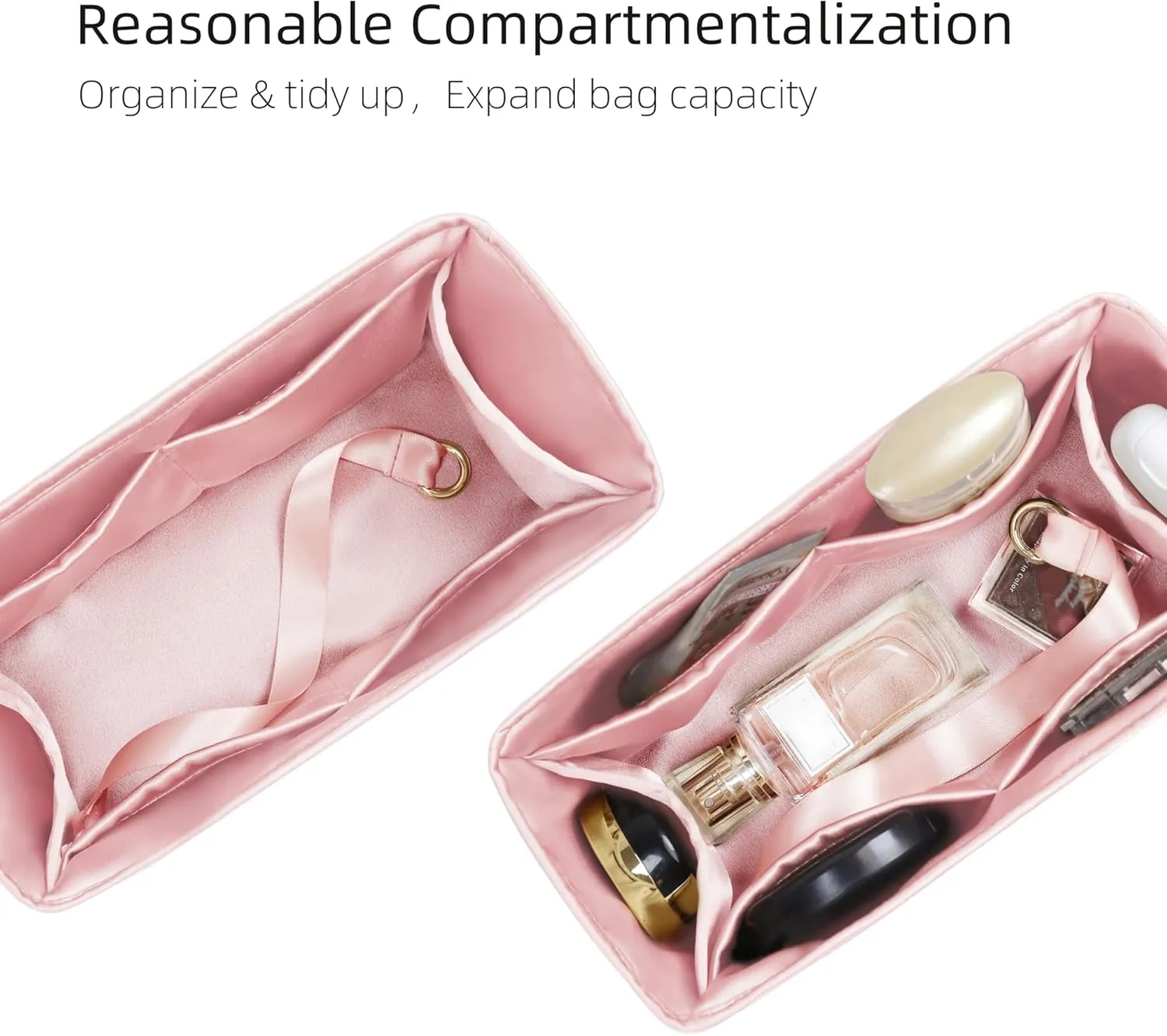 Purse Organizer for LV OnTheGo BB/PM/MM/GM,Silky Smooth Insert,Lightweight Bag in Bag,Luxury Handbag Storage Accessories(onthego PM,Bubblegum)