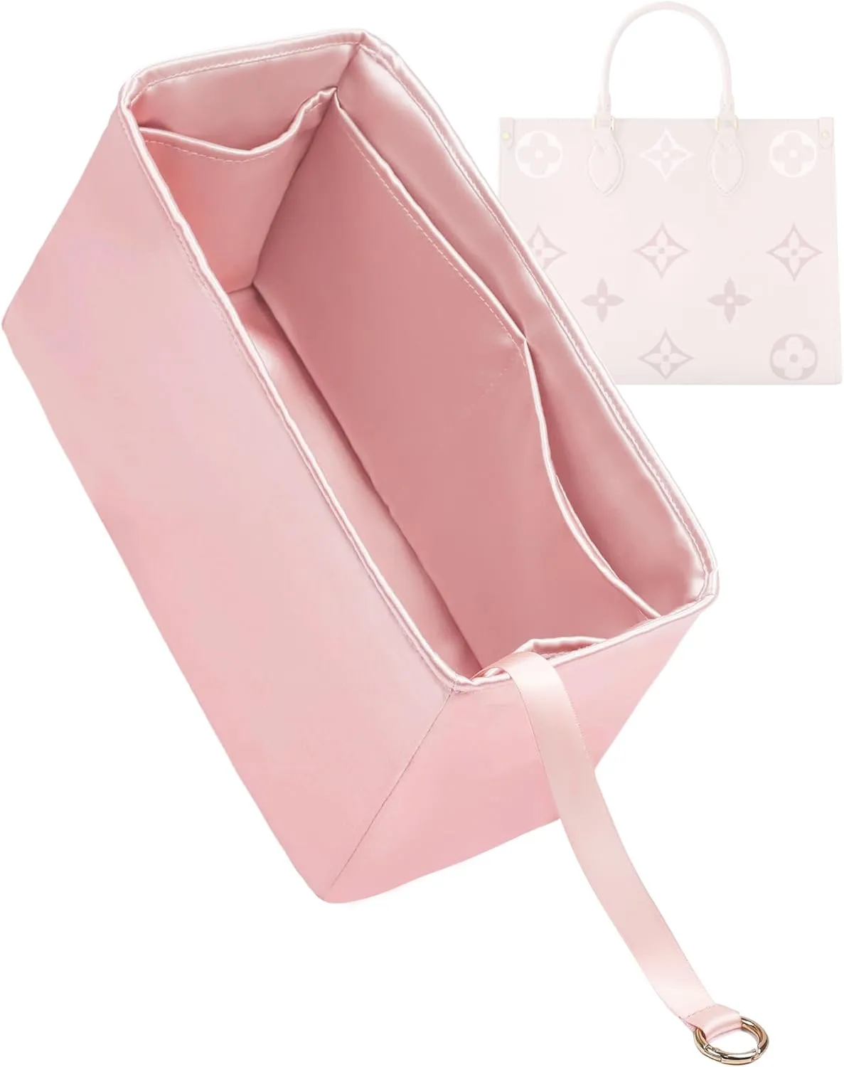 Purse Organizer for LV OnTheGo BB/PM/MM/GM,Silky Smooth Insert,Lightweight Bag in Bag,Luxury Handbag Storage Accessories(onthego PM,Bubblegum)