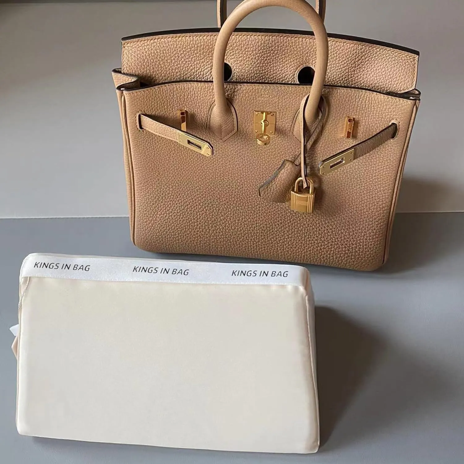 Purse Pillow for Birkin 25/30/35/40, Smooth Satin Bag Shaper Compatible with Hermes Birkin Bag, Memory Foam Pillows for Women Handbag, Lightweight Purse Stuffers for Shape(Craie, BK30 Retourné)
