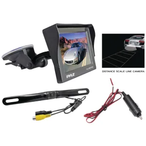 PYLE PLCM4700 4.7 Window Suction-Mount LCD Monitor with Die-Cast License Plate Mount Backup Color Camera & Distance-Scale Line