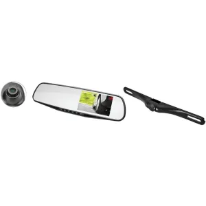 PYLE PLCMDVR45 HD Rearview Mirror Monitor & Dual-Camera System with Built-in Distance-Scale Lines & Parking Assist
