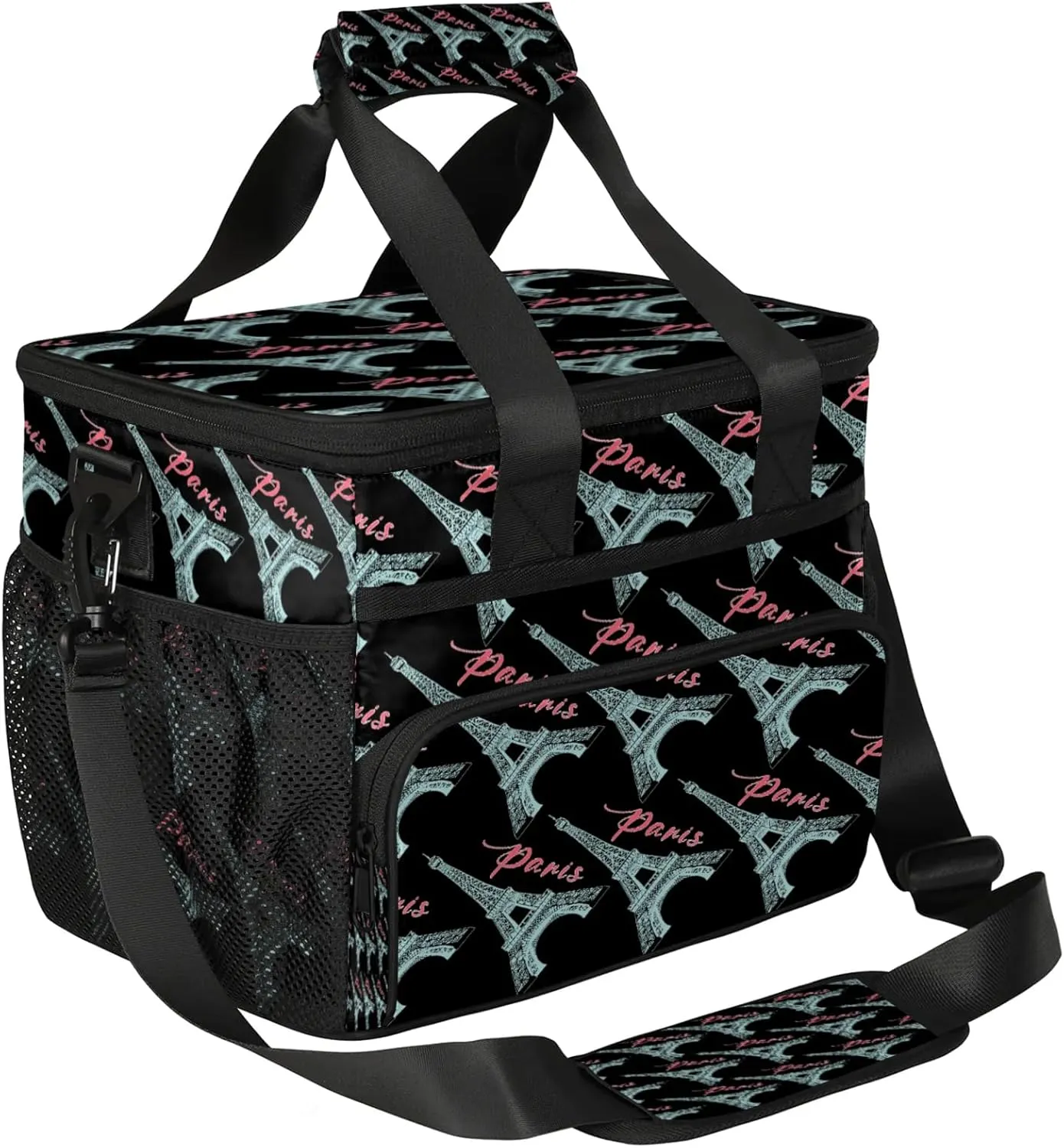 QsirBC Hand Painted Paris Pylons Insulated Lunch Bag Reusable Leakproof Cooler Bag Picnic Bag with Adjustable Shoulder Strap for Women Men Picnic Beach Travel