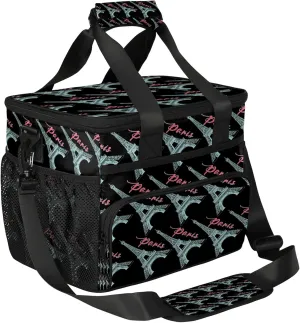 QsirBC Hand Painted Paris Pylons Insulated Lunch Bag Reusable Leakproof Cooler Bag Picnic Bag with Adjustable Shoulder Strap for Women Men Picnic Beach Travel
