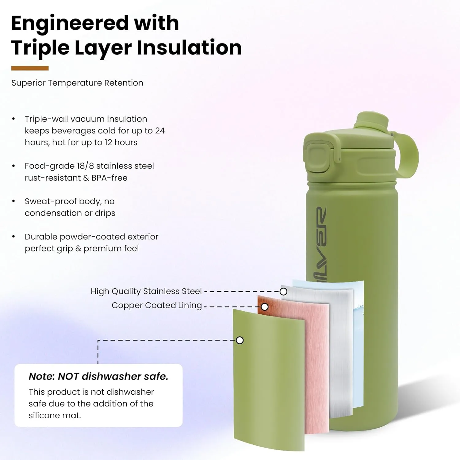 Quiksilver Insulated Stainless Steel Tumbler 24oz, Triple Wall Vacuum Sealed Travel Mug with Leak Proof Lid, Quick Straw & Chug Opening, Reusable Coffee Cup & Sports Water Bottle, 24Hr Cold / 12Hr Hot