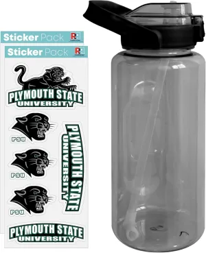 R and R Imports 64oz Water Bottle with Plymouth State University Waterproof Stickers Officially Licensed 2-Pack