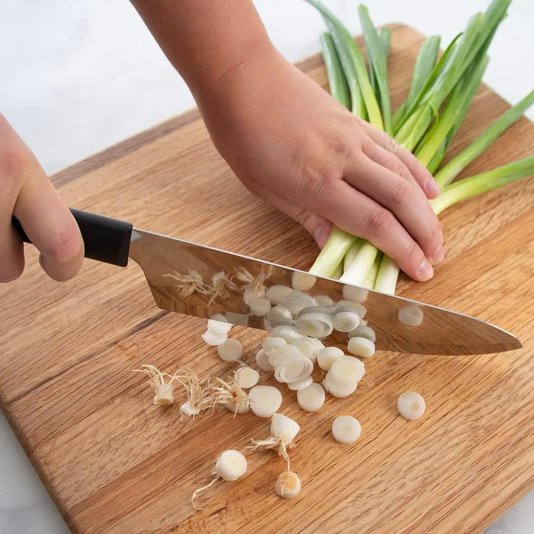 Rada Cutlery French Chef Knife (W231), 8.5" Stainless Steel Hollow Ground Blade, Made in USA, Black Handle