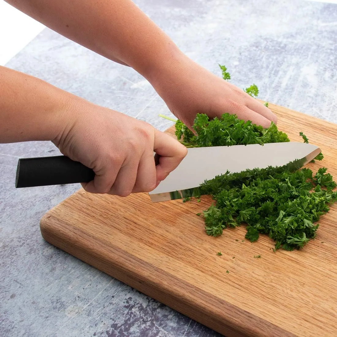 Rada Cutlery French Chef Knife (W231), 8.5" Stainless Steel Hollow Ground Blade, Made in USA, Black Handle