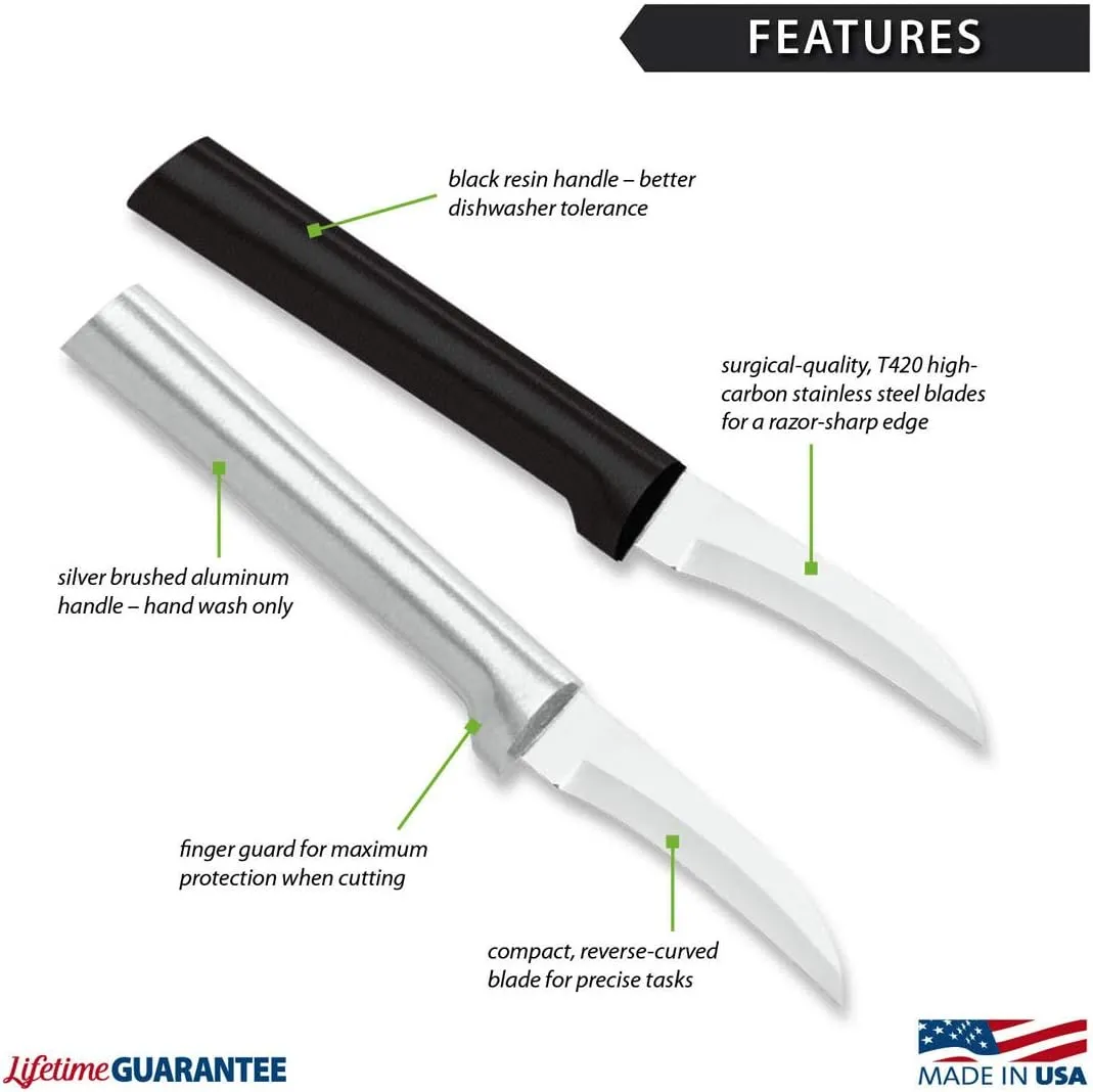 Rada Cutlery Granny Paring Knife, Black Handle, Pack of 2