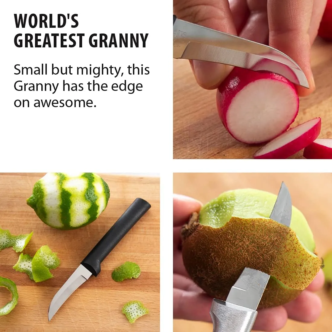 Rada Cutlery Granny Paring Knife, Black Handle, Pack of 2