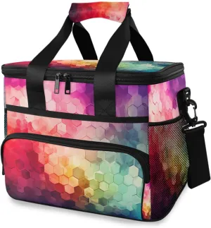 Rainbow Neon Tie Dye Watercolor Cooler Bag Insulated Cooler Soft Sided Cooler 24 Can Portable Picnic Bag Large Leakproof Lunch Bag Box for Beach Grocery Camping Travel Car Men Women