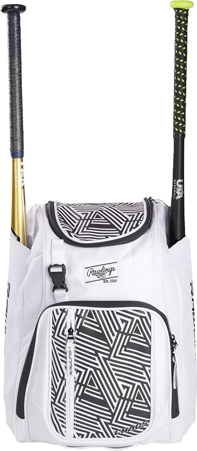 Rawlings | CHAOS Backpack Bag Series | T-Ball & Youth | Baseball & Fastpitch Softball | Multiple Colors
