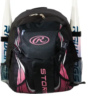 Rawlings | Storm Backpack Equipment Bag | Girls T-Ball/Youth Baseball & Softball | Multiple Colors