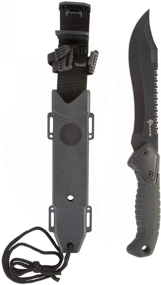 Reapr 11001 TAC Bowie Knife, Stainless Steel Tactical Knife, Wilderness Survival Knife, Hunting Knife, Fixed Blade Knife with Sheath, Camping Knife, Black, 7"