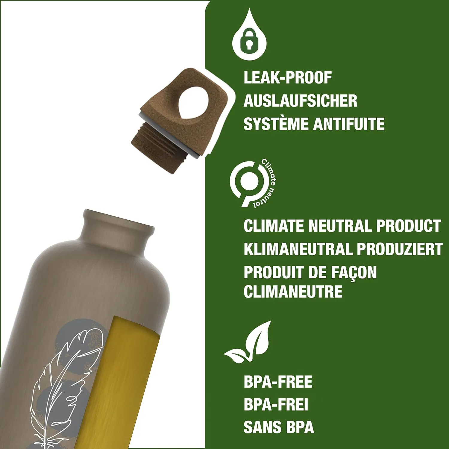 Recycled Metal Water Bottle - Traveller MyPlanet - Made in Switzerland - Carbonated Drinks - Lightweight 20, 34Oz