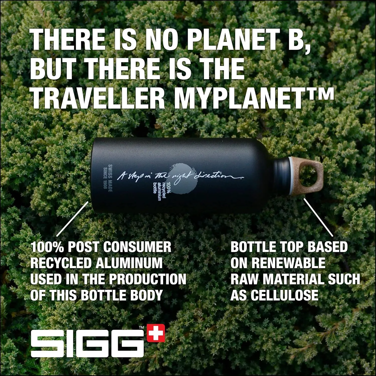 Recycled Metal Water Bottle - Traveller MyPlanet - Made in Switzerland - Carbonated Drinks - Lightweight 20, 34Oz
