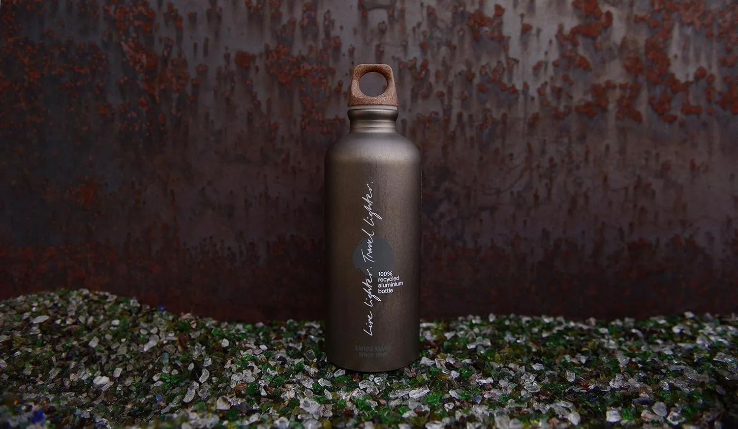 Recycled Metal Water Bottle - Traveller MyPlanet - Made in Switzerland - Carbonated Drinks - Lightweight 20, 34Oz