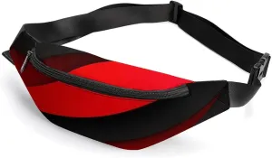 Red Black Belt Bag with Adjustable Strap, Lightweight Travel Crossbody Bags, Hands-Free Mini Fanny Packs in Running Gym
