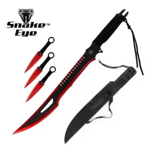RED SNAKE EYE MACHETE WITH KUNAI SET