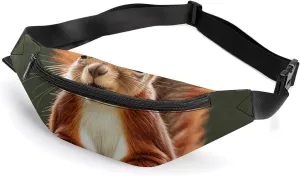 Red Squirrel Belt Bag with Adjustable Strap, Lightweight Travel Crossbody Bags, Hands-Free Mini Fanny Packs in Running Gym