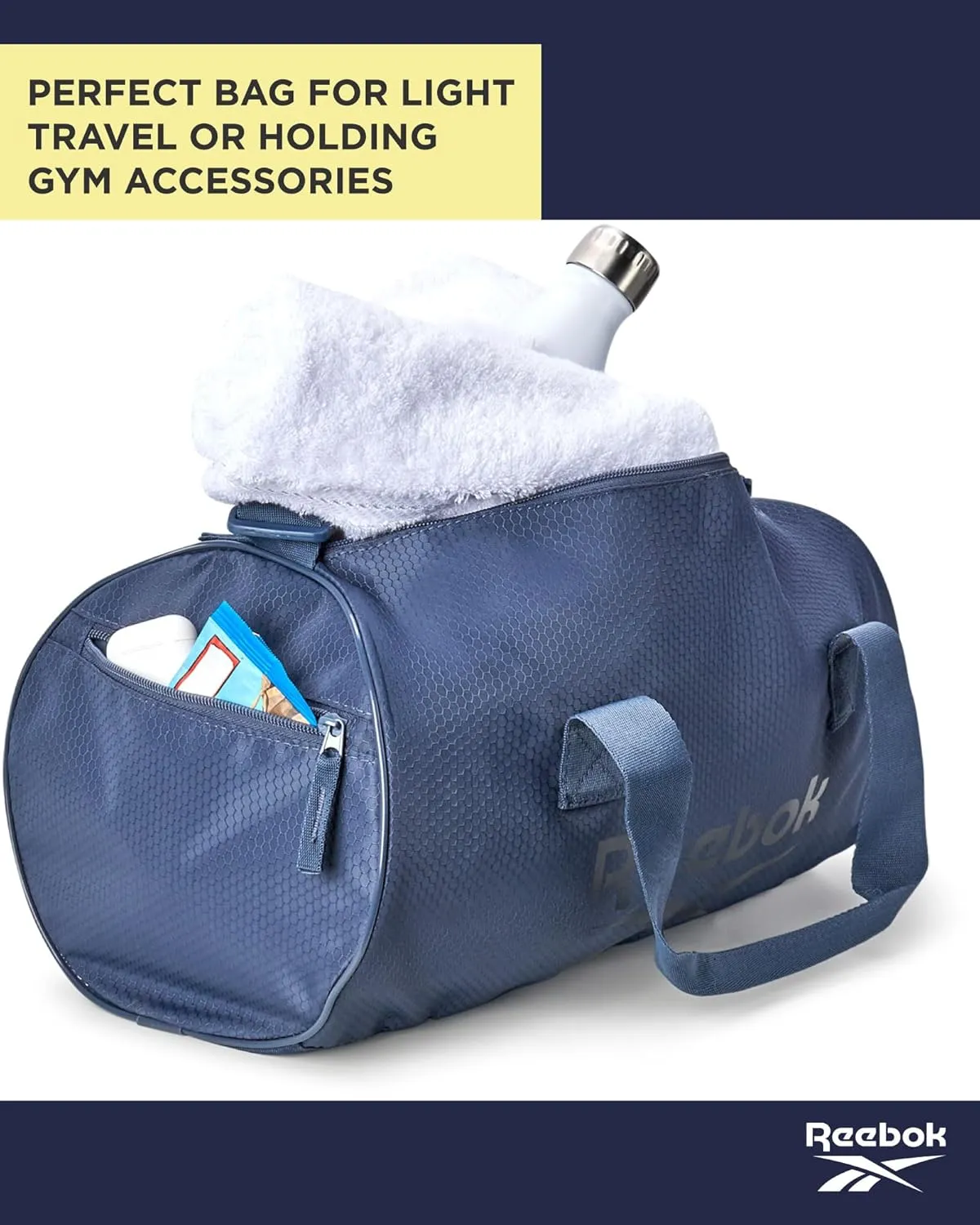 Reebok Duffle Bag - Unisex Lightweight Gym, Sports and Travel Carry On Weekender Bag for Men and Women, Size One Size, Plyo Blue