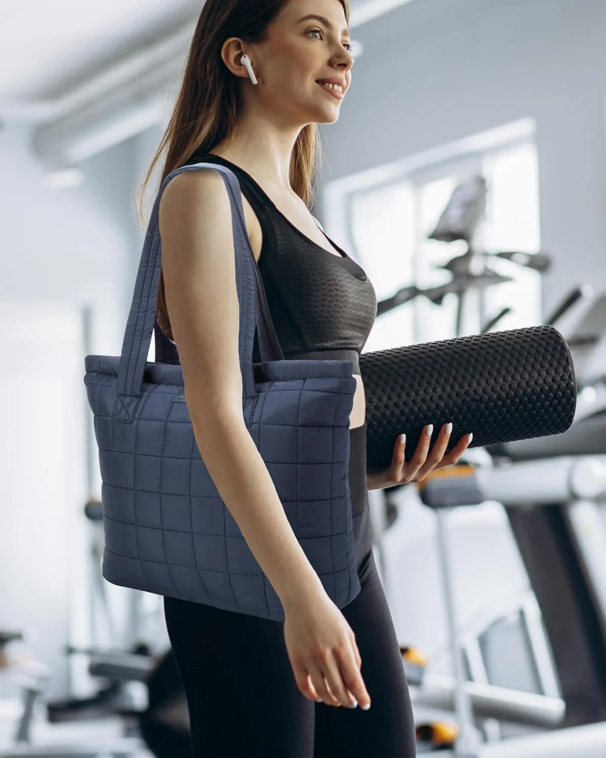Reebok Womens Tote Bag - Lightweight Quilted Carry On Puffer Tote Bag for Women for Gym, Work, Travel, and Everyday Use
