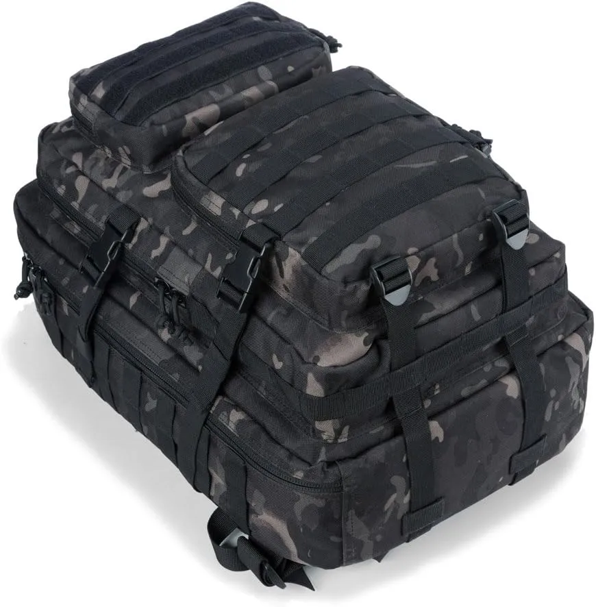 REEBOW GEAR Military Tactical Backpack Large Army 3 Day Assault Pack Molle Bag Backpacks (Black Camo)