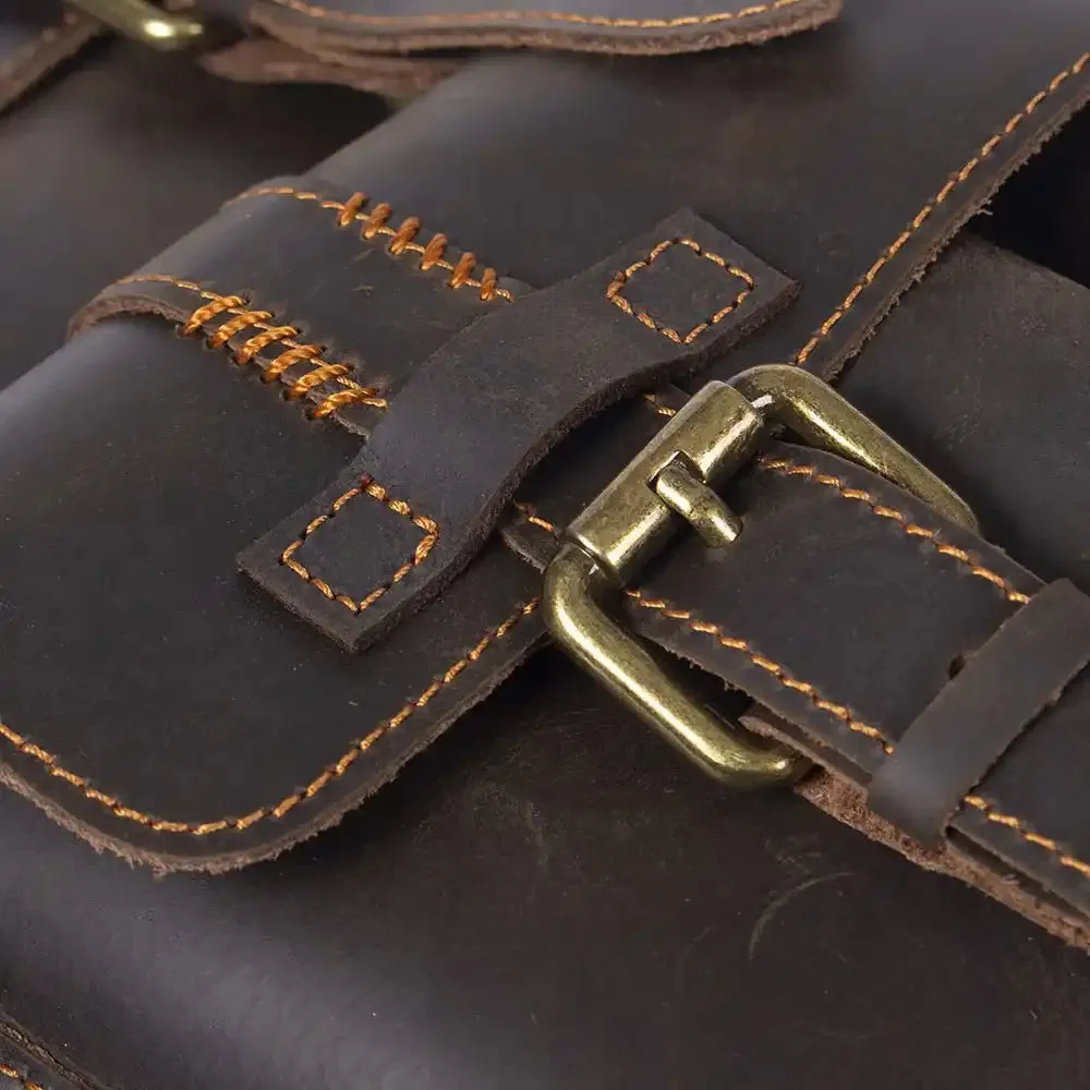 Retro Leather Travel Backpack for Men