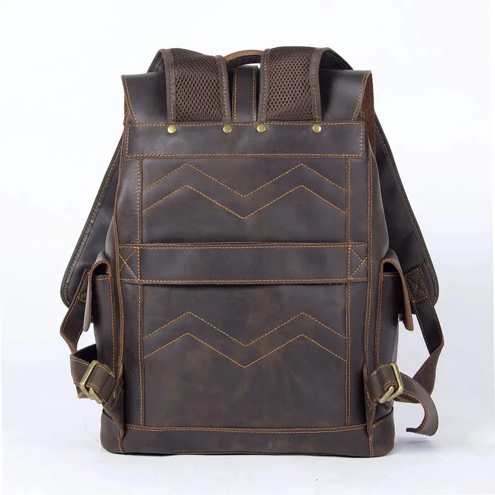 Retro Leather Travel Backpack for Men