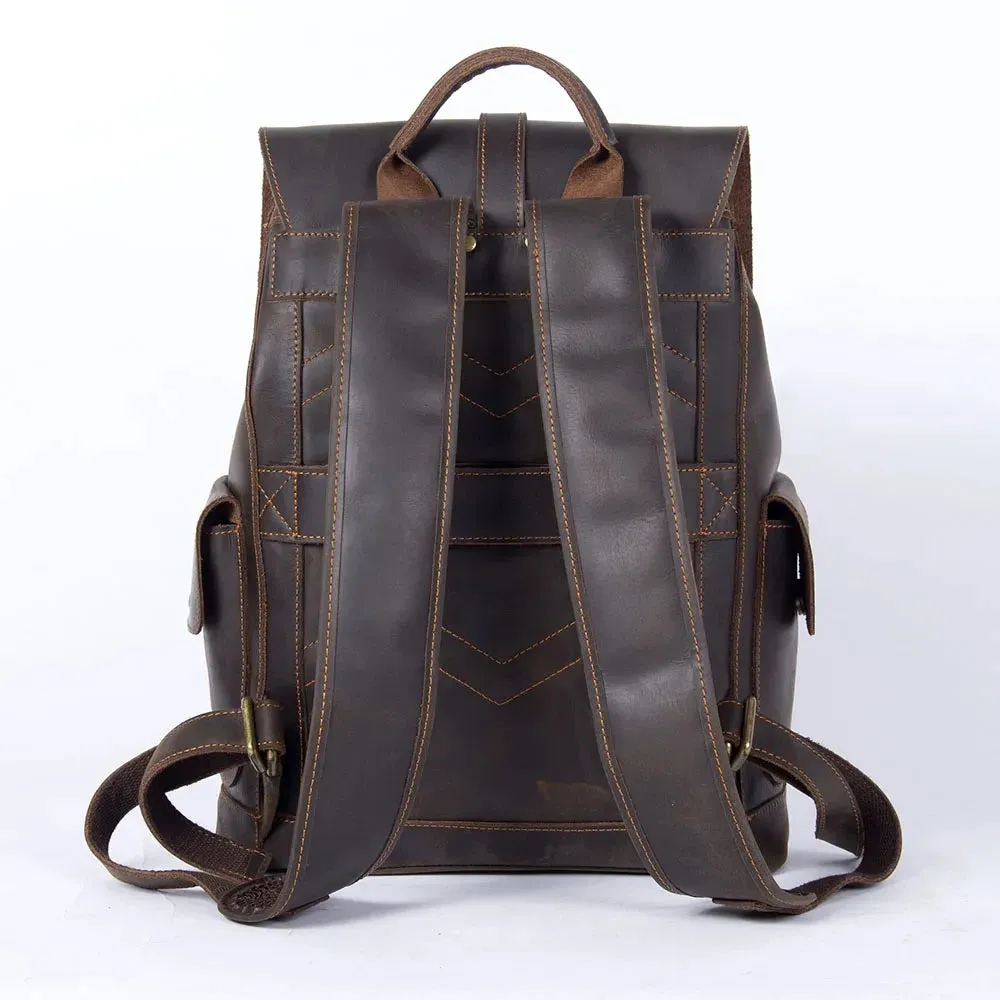 Retro Leather Travel Backpack for Men