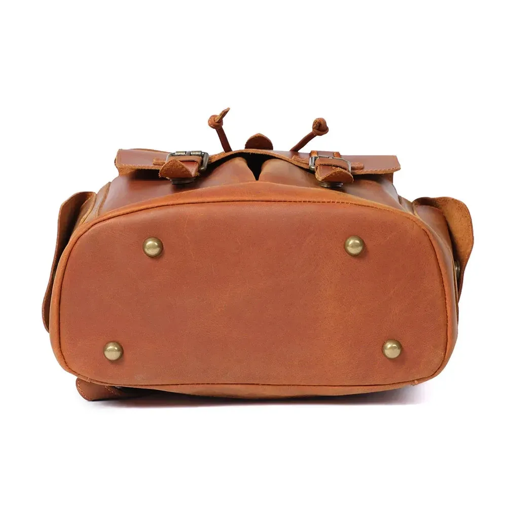 Retro Leather Travel Backpack for Men