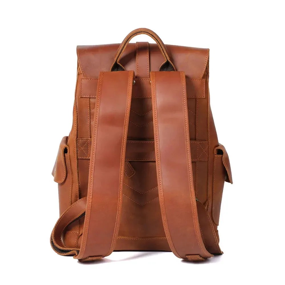 Retro Leather Travel Backpack for Men