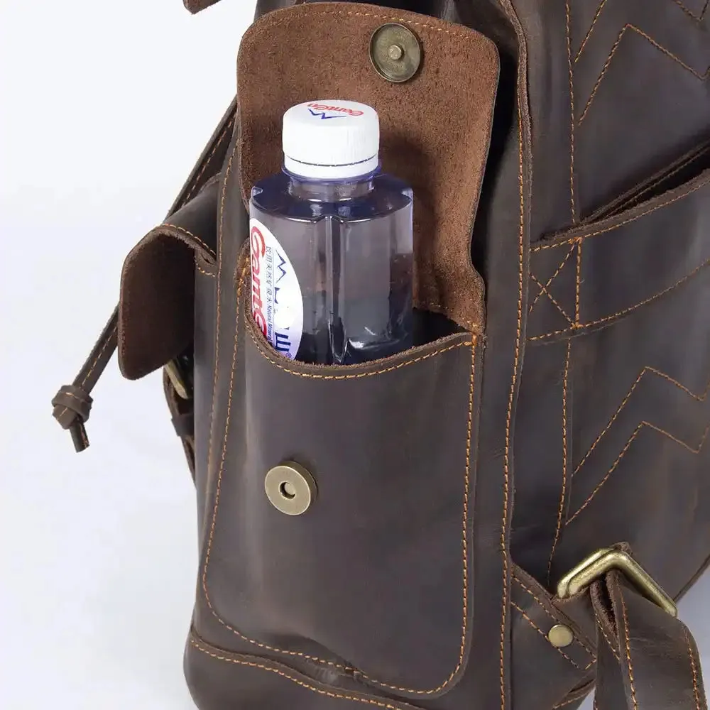 Retro Leather Travel Backpack for Men