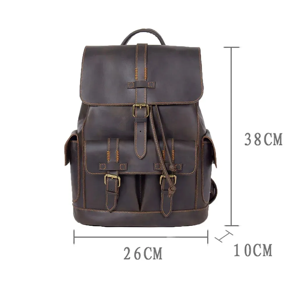 Retro Leather Travel Backpack for Men