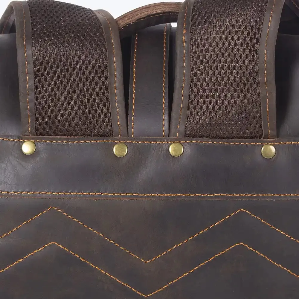 Retro Leather Travel Backpack for Men